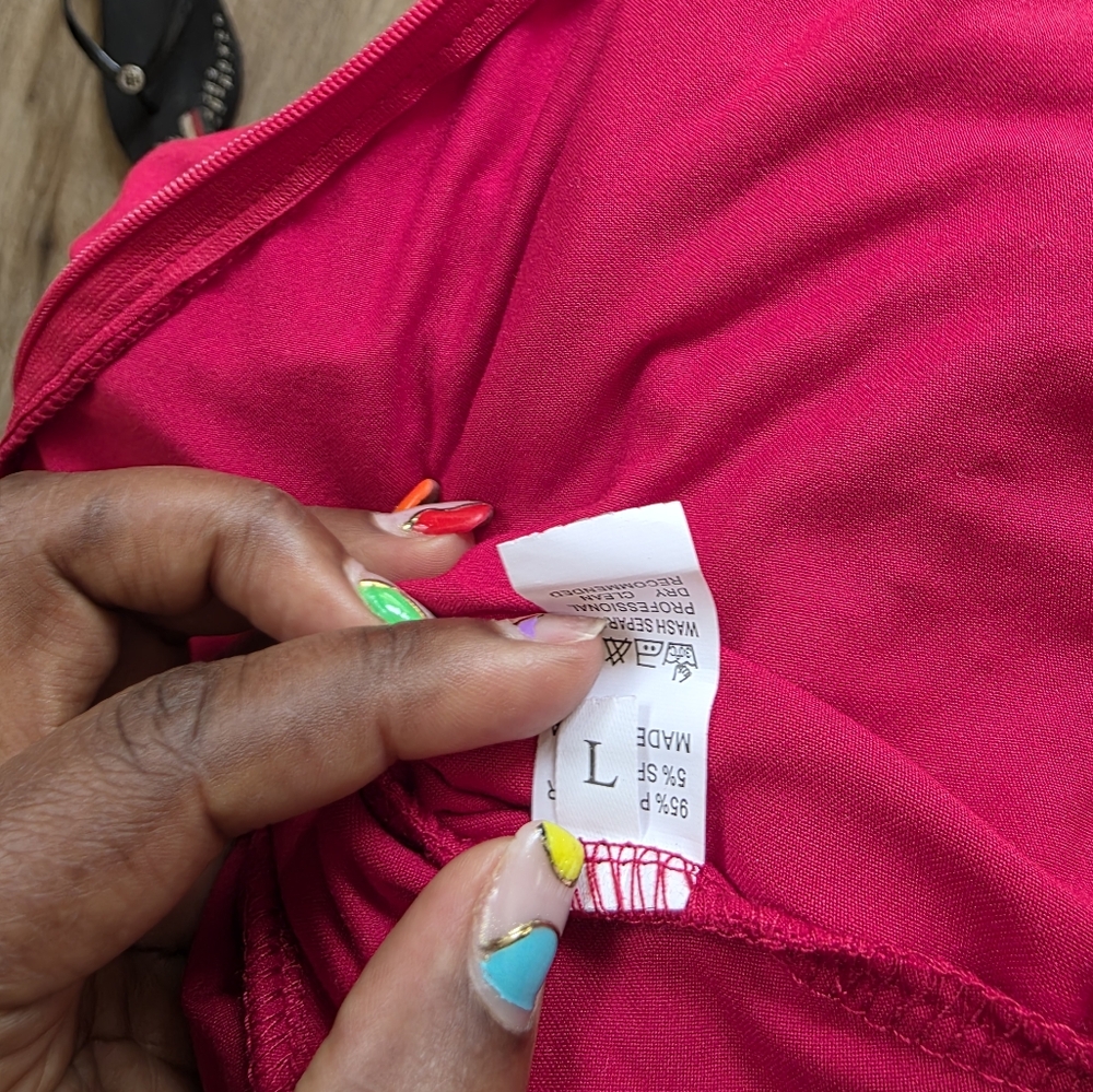 SHEIN Red Beaded Wide-Leg Jumpsuit - Picture 8 of 9